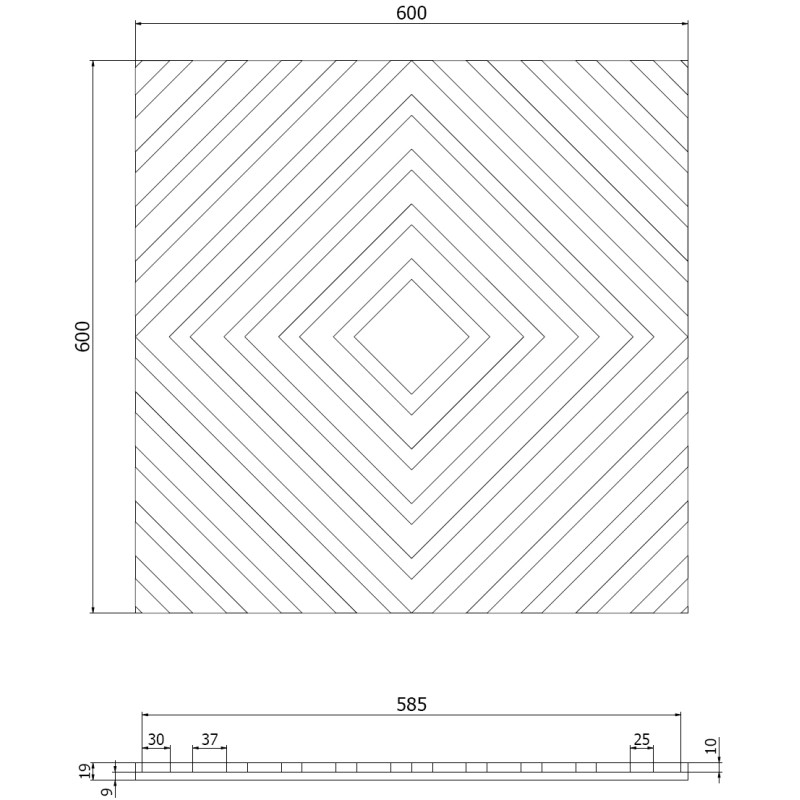 Mexen Linea 03 panou de perete acustic 60 x 60 cm (4 buc.), fetru 9 mm, furnir tehnic, Stejar Classic - S110-60607-03-041