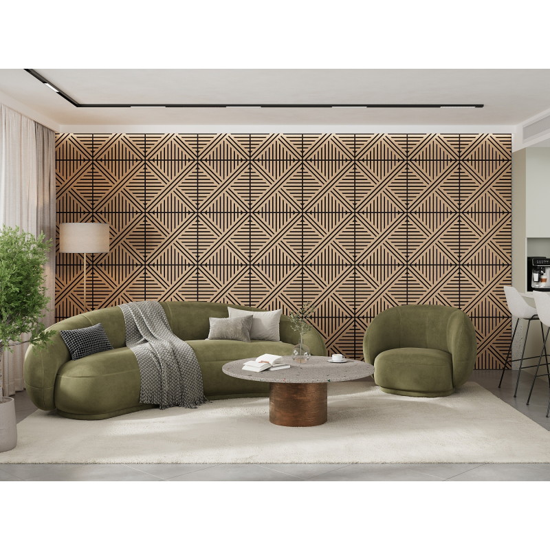 Mexen Linea 05 akusztikus fali panel 60 x 60 cm (4db), 9 mm filc, technikai furnér, Fehérített Tölgy - S110-60607-05-040