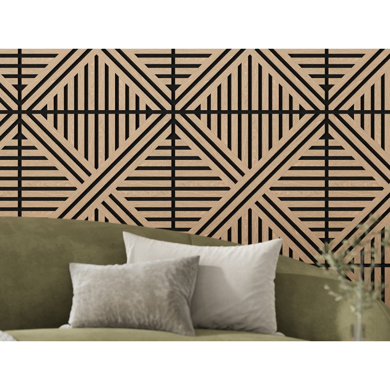 Mexen Linea 05 akusztikus fali panel 60 x 60 cm (4db), 9 mm filc, technikai furnér, Fehérített Tölgy - S110-60607-05-040