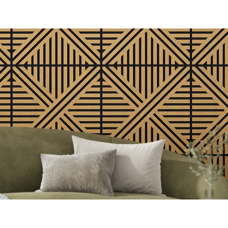Mexen Linea 05 hangszigetelő falpanel 60 x 60 cm (4 db), 9 mm-es filc, műszaki furnér, Classic tölgy - S110-60607-05-041