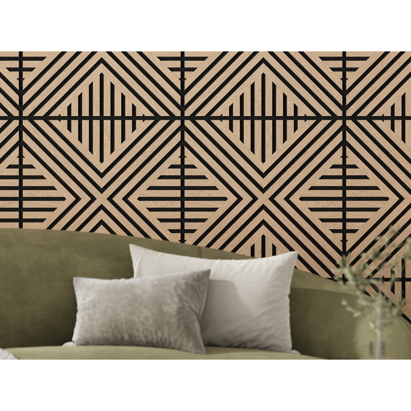 Mexen Linea 06 akusztikus fali panel 60 x 60 cm (4 db), filc 9 mm, technikai furnér, Fehérített Tölgy - S110-60607-06-040