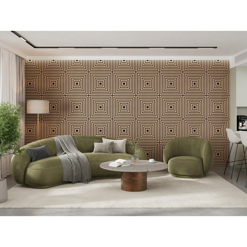 Mexen Linea 13 akusztikus fali panel 60 x 60 cm (4 db), 9 mm nemez, technikai furnér, Fehérített Tölgy - S110-60607-13-040