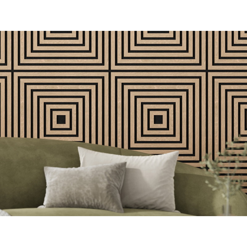 Mexen Linea 13 akusztikus fali panel 60 x 60 cm (4 db), 9 mm nemez, technikai furnér, Fehérített Tölgy - S110-60607-13-040