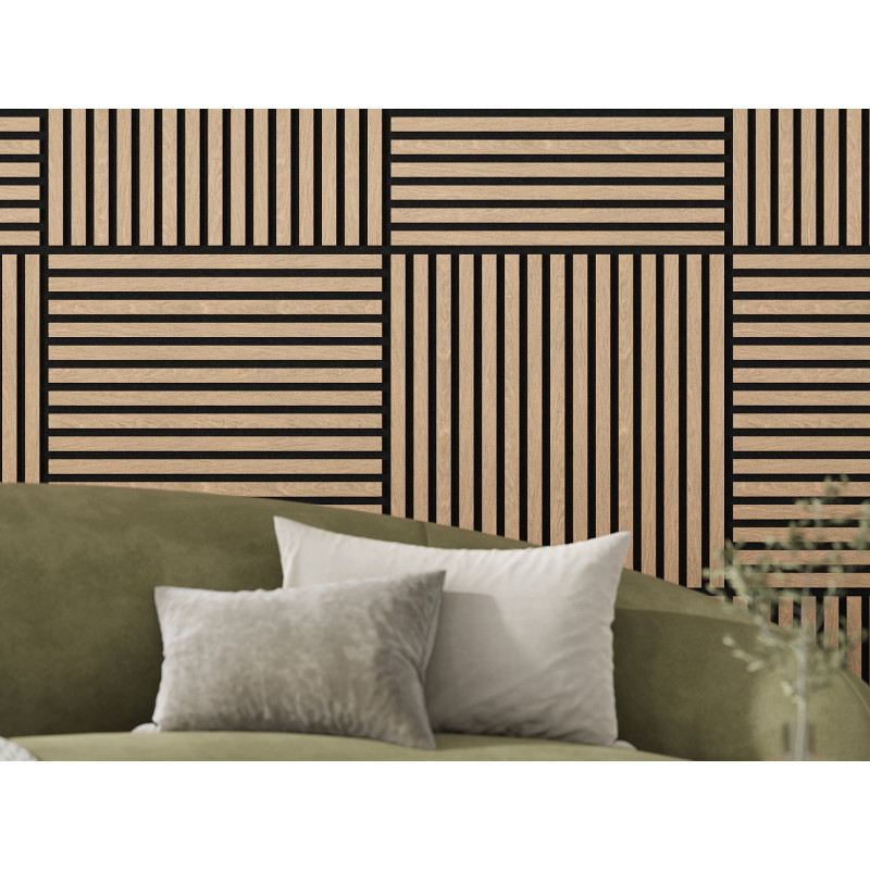 Mexen Linea 15 panou de perete acustic 60 x 60 cm (4 buc.), fetru 9 mm, furnir tehnic, Stejar Alb - S110-60607-15-040