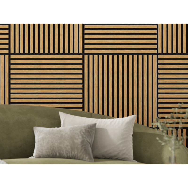 Mexen Linea 15 panou de perete acustic 60 x 60 cm (4 buc.), fetru 9 mm, furnir tehnic, stejar clasic - S110-60607-15-041