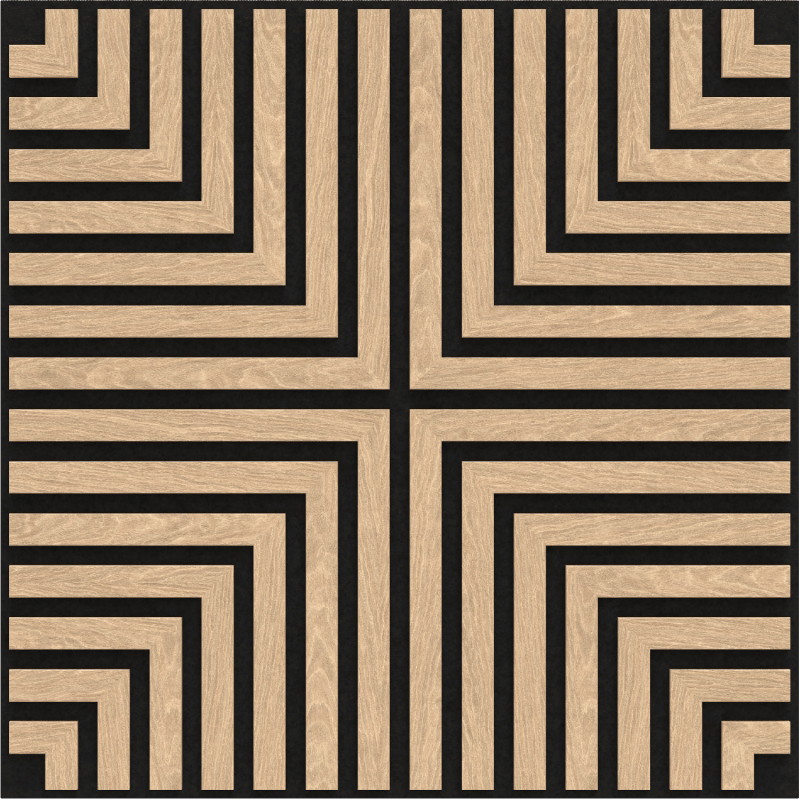 Mexen Linea 02 akusztikus fali panel 60 x 60 cm (4 db), filc 9 mm, technikai furnér, Fehérített Tölgy - S110-60607-02-040