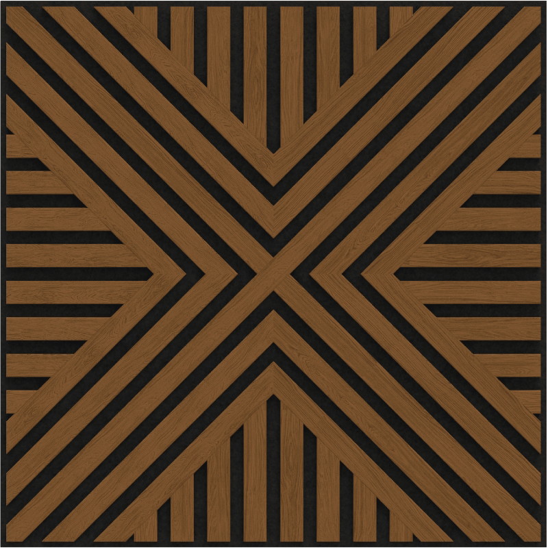 Mexen Linea 05 akusztiaki falpanel 60 x 60 cm (4 db), 9 mm filc, műszaki furnér, Természetes Tölgy - S110-60607-05-042