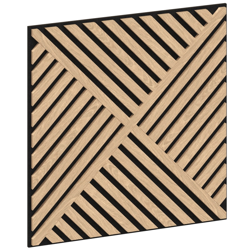 Mexen Linea 08 Akusztikus fali panel 60 x 60 cm (4db), 9 mm filc, technikai furnér, fehérített tölgy - S110-60607-08-040