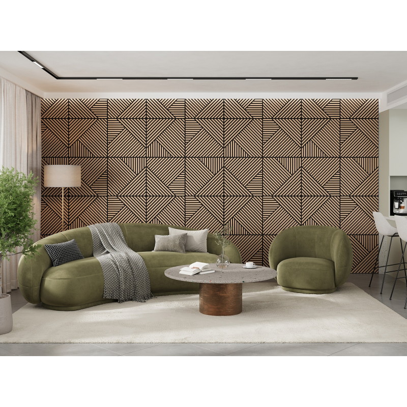 Mexen Linea 25 panou de perete acustic 60 x 60 cm (4 buc.), fetru 9 mm, furnir tehnic, Stejar Înălbit - S110-60607-25-040