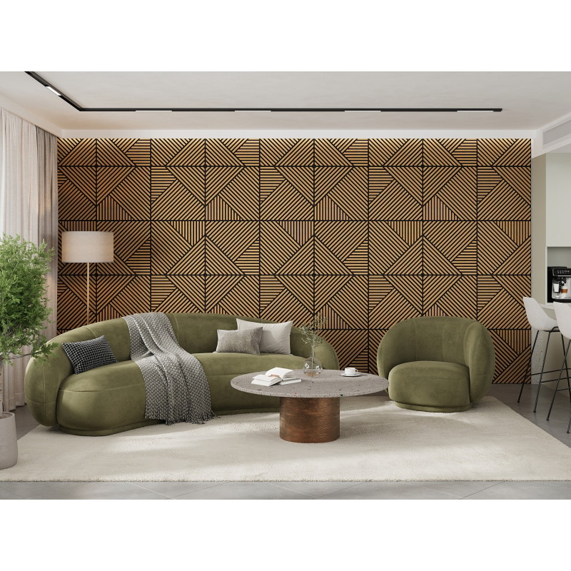 Mexen Linea 25 60 x 60 cm akusztikai falpanel (4 darab), 9 mm filc, technikai furnér, Classic tölgy - S110-60607-25-041