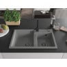 Mexen Tomas chiuvetă de bucătărie din granit cu 2 compartimente cu baterie Rita, gri - 6516-71-670300-70-B