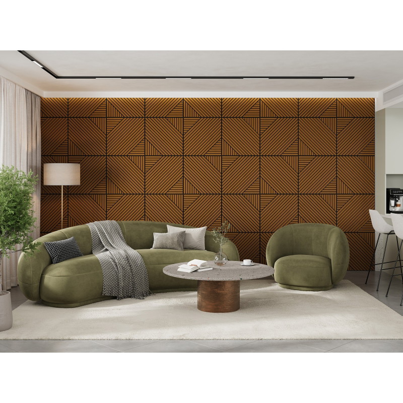 Mexen Linea 26 akusztikus falpanel 60 x 60 cm (4 db), 9 mm filc, technikai furnér, Natúr Tölgy - S110-60607-26-042