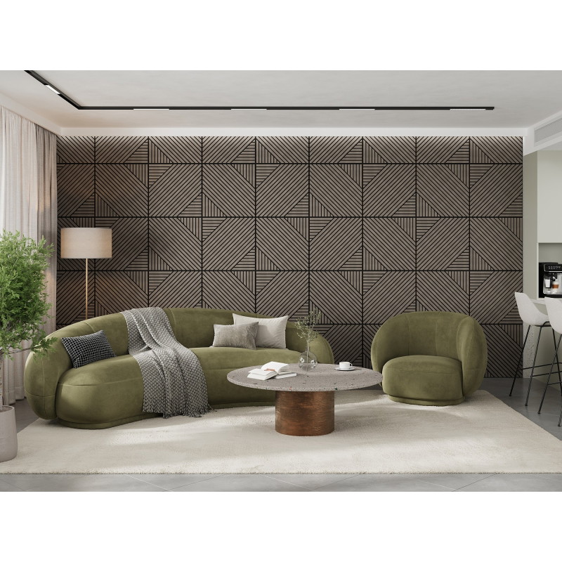 Mexen Linea 26 akusztikus fali panel 60 x 60 cm (4db), filc 9 mm, technikai furnér, Szürke Tölgy - S110-60607-26-043