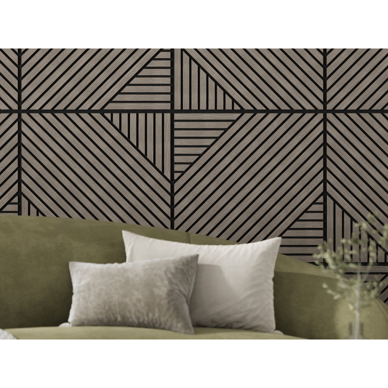 Mexen Linea 26 akusztikus fali panel 60 x 60 cm (4db), filc 9 mm, technikai furnér, Szürke Tölgy - S110-60607-26-043