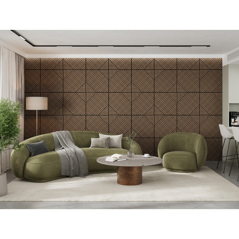 Mexen Linea 26 akusztikus falpanel 60 x 60 cm (4 db), 9 mm filc, műszaki furnér, Sötét Dió - S110-60607-26-044