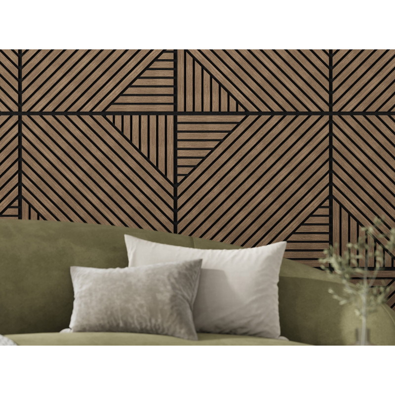 Mexen Linea 26 akusztikus falpanel 60 x 60 cm (4 db), 9 mm filc, műszaki furnér, Sötét Dió - S110-60607-26-044