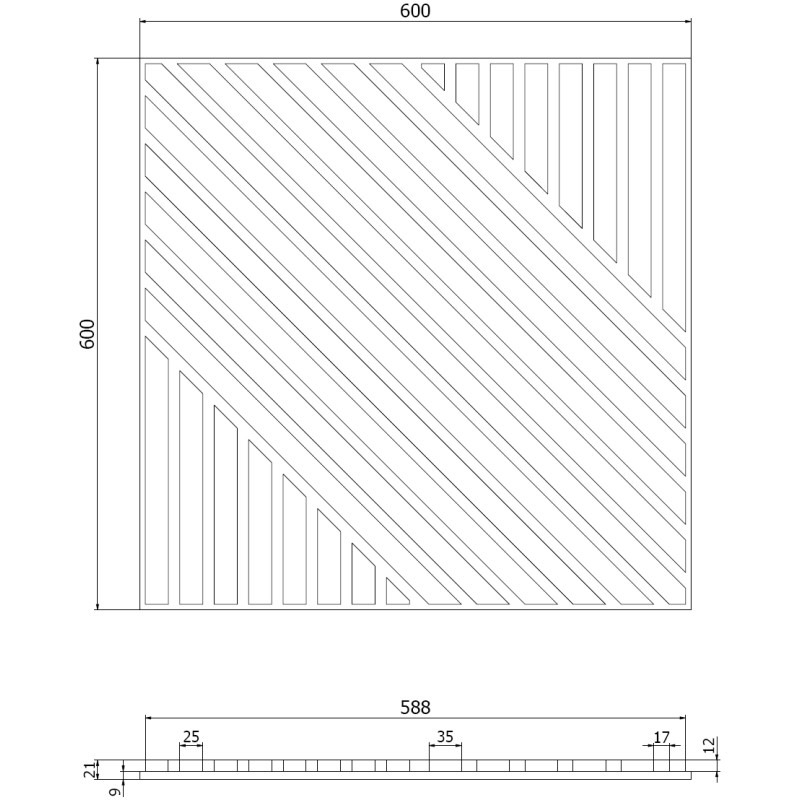Mexen Linea 26 Akusztikus fali panel 60 x 60 cm (4 db), 9 mm filc, technikai furnér, Mocca Tölgy - S110-60607-26-045