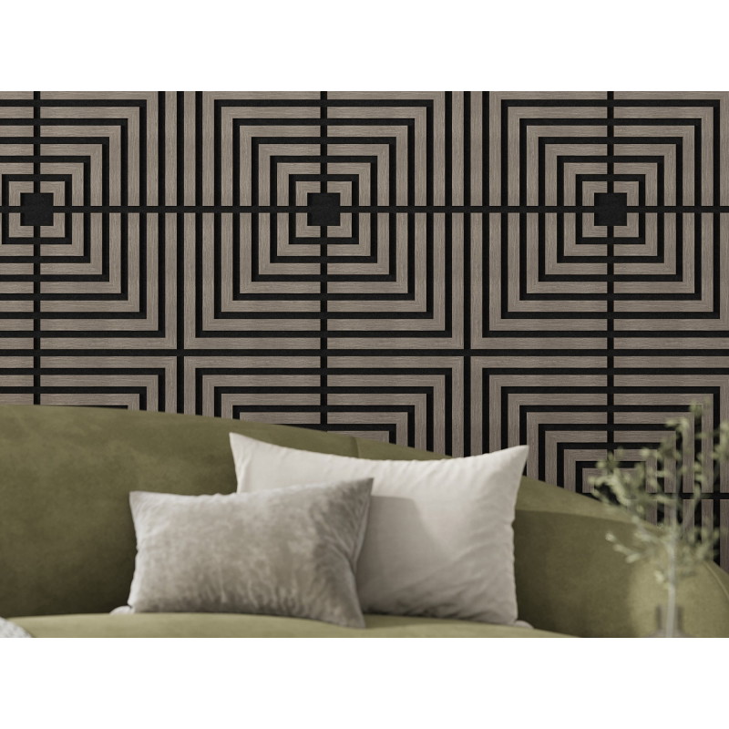 Mexen Linea 02 panou de perete acustic 60 x 60 cm (4 buc.), fetru 9 mm, furnir tehnic, Stejar Gri - S110-60607-02-043