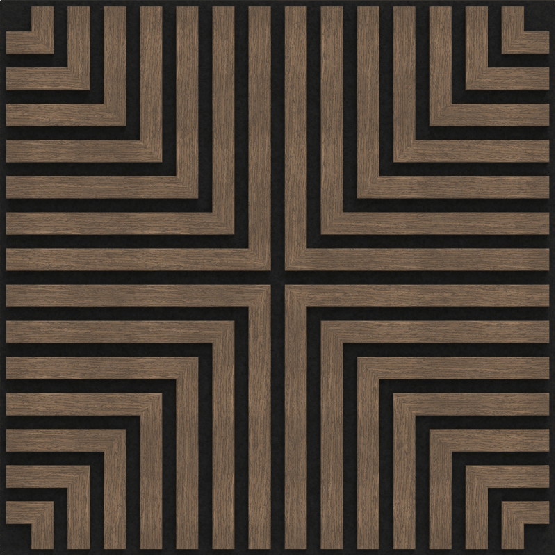 Mexen Linea 02 panou de perete acustic 60 x 60 cm (4 buc.), fetru 9 mm, furnir tehnic, Nuc Închis - S110-60607-02-044