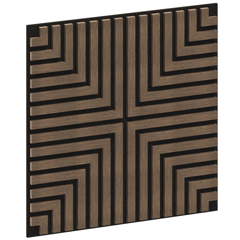 Mexen Linea 02 panou de perete acustic 60 x 60 cm (4 buc.), fetru 9 mm, furnir tehnic, Nuc Închis - S110-60607-02-044