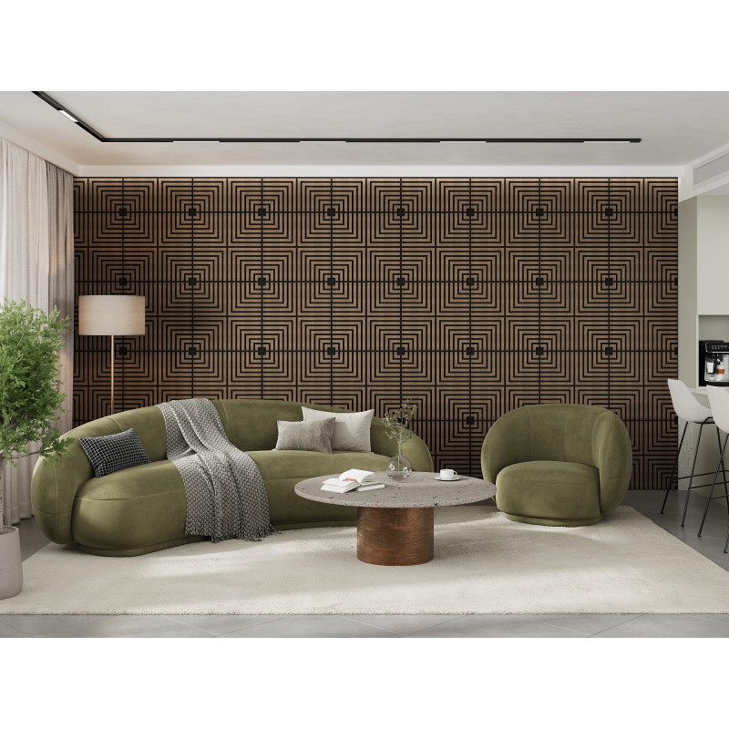 Mexen Linea 02 panou de perete acustic 60 x 60 cm (4 buc.), fetru 9 mm, furnir tehnic, Nuc Închis - S110-60607-02-044