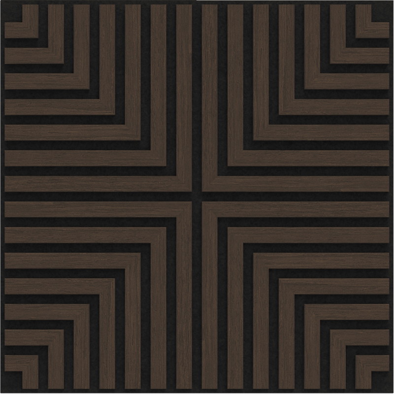 Mexen Linea 02 akusztius fali panel 60 x 60 cm (4db), 9 mm filc, műszaki furnér, Mokka Tölgy - S110-60607-02-045