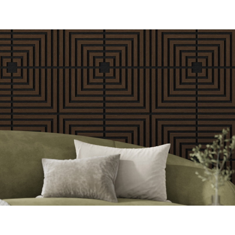 Mexen Linea 02 panou de perete acustic 60 x 60 cm (4 buc.), fetru 9 mm, furnir tehnic, Stejar Mocca - S110-60607-02-045