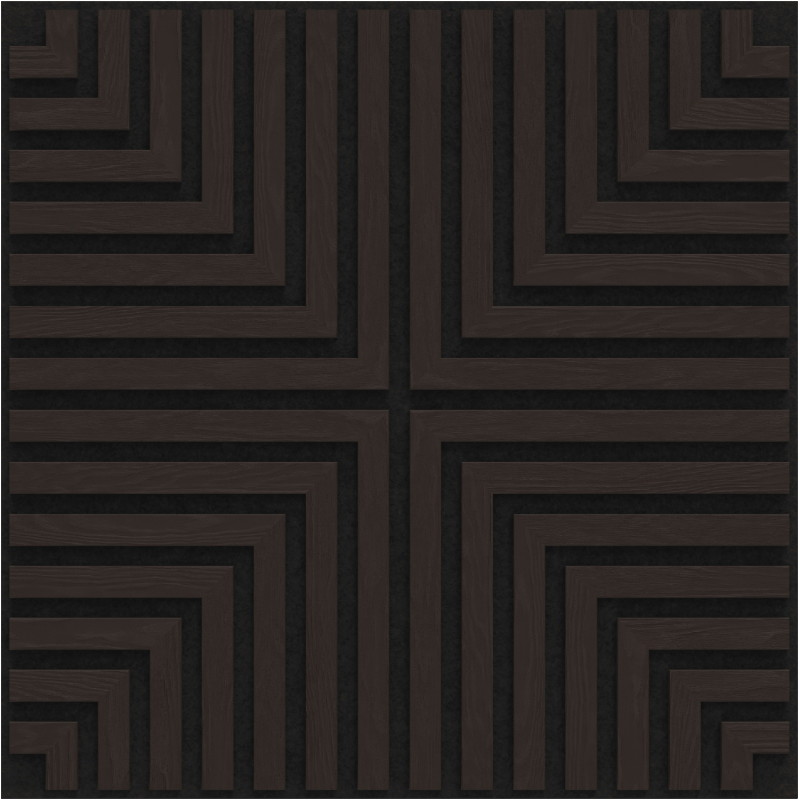 Mexen Linea 02 Akusztikus fali panel 60 x 60 cm (4 db), 9 mm filc, technikai furnér, Fekete Tölgy - S110-60607-02-046
