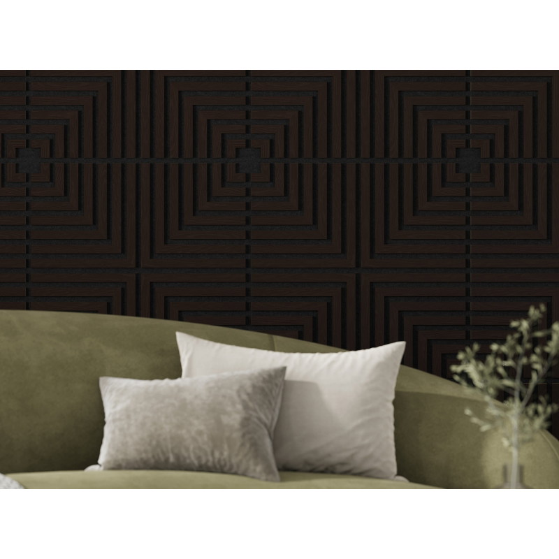 Mexen Linea 02 panou de perete acustic 60 x 60 cm (4 buc.), pâslă 9 mm, furnir tehnic, Stejar Negru - S110-60607-02-046