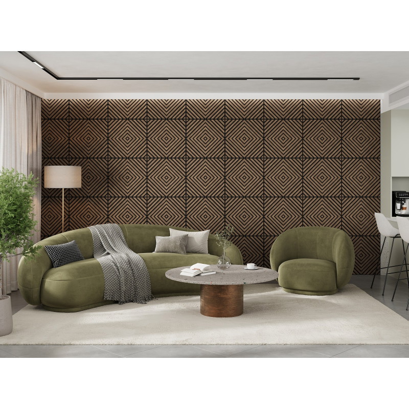 Mexen Linea 03 akusztikus falpanel 60 x 60 cm (4 db), 9 mm filc, műszaki furnér, Sötét Dió - S110-60607-03-044