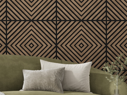 Mexen Linea 03 panou de perete acustic 60 x 60 cm (4buc.), fetru 9 mm, furnir tehnic, Nuc Întunecat - S110-60607-03-044