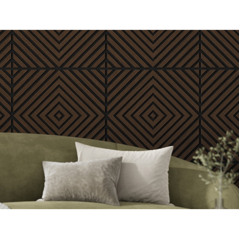 Mexen Linea 03 Akusztikus fali panel 60 x 60 cm (4db), 9 mm filc, technikai furnér, Mokka Tölgy - S110-60607-03-045