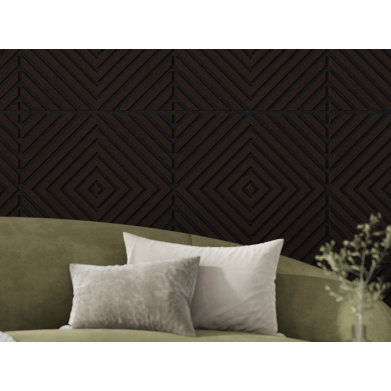 Mexen Linea 03 akusztikus fali panel 60 x 60 cm (4db), 9 mm filc, technológiai furnér, Fekete Tölgy - S110-60607-03-046