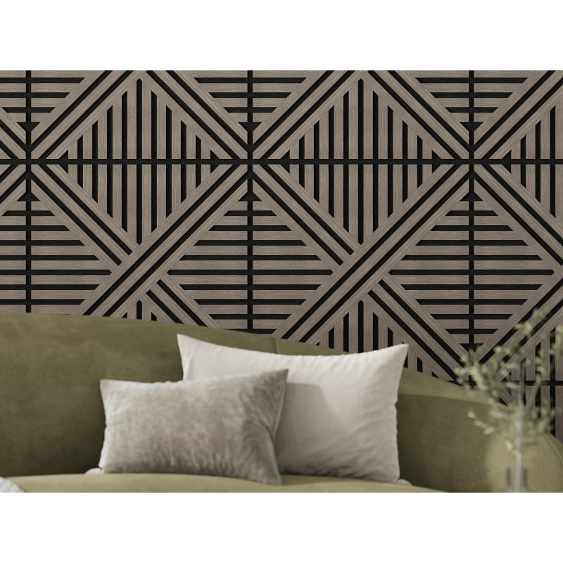 Mexen Linea 05 akusztikus fali panel 60 x 60 cm (4 db), filc 9 mm, technikai furnér, Szürke Tölgy - S110-60607-05-043