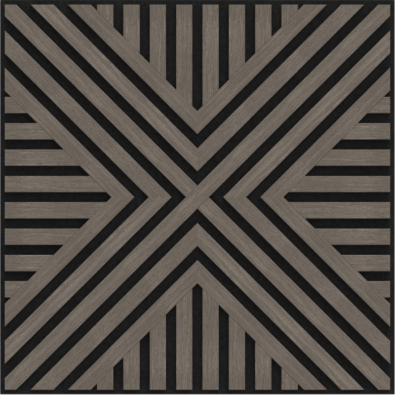 Mexen Linea 06 60 x 60 cm-es akusztikus falpanel (4 db), 9 mm filc, műszaki furnér, Szürke Tölgy - S110-60607-06-043