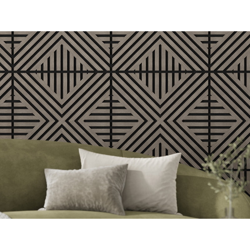 Mexen Linea 06 60 x 60 cm-es akusztikus falpanel (4 db), 9 mm filc, műszaki furnér, Szürke Tölgy - S110-60607-06-043