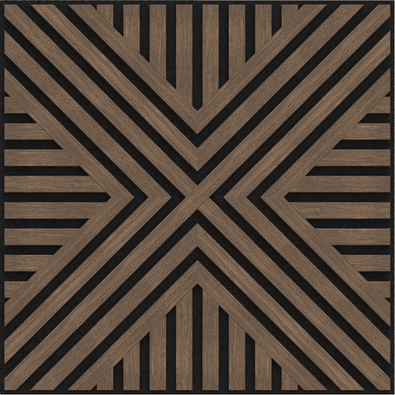 Mexen Linea 06 panou de perete acustic 60 x 60 cm (4 buc.), fetru 9 mm, furnir tehnic, Nuc Închis - S110-60607-06-044