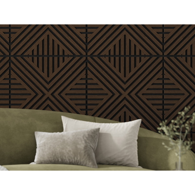Mexen Linea 06 Akusztikus fali panel 60 x 60 cm (4 db), 9 mm-es filc, műszaki furnér, Mokka Tölgy - S110-60607-06-045