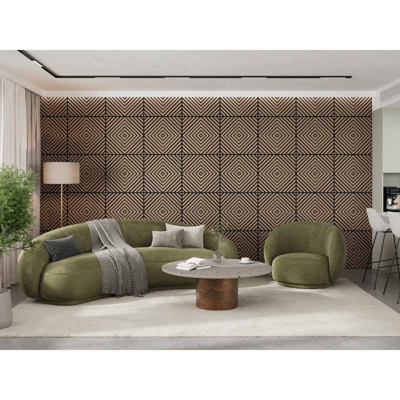 Mexen Linea 03 panou acustic de perete 60 x 60 cm (4 buc.), fetru 9 mm, furnir tehnic, Nuc Deschis - S110-60607-03-047