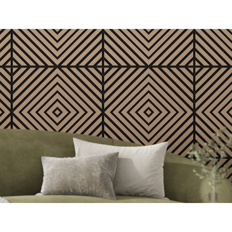 Mexen Linea 03 panou acustic de perete 60 x 60 cm (4 buc.), fetru 9 mm, furnir tehnic, Nuc Deschis - S110-60607-03-047