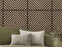 Mexen Linea 03 akusztikus falpanel 60 x 60 cm (4 db), 9 mm nemez, műszaki furnér, Világos Dió - S110-60607-03-047