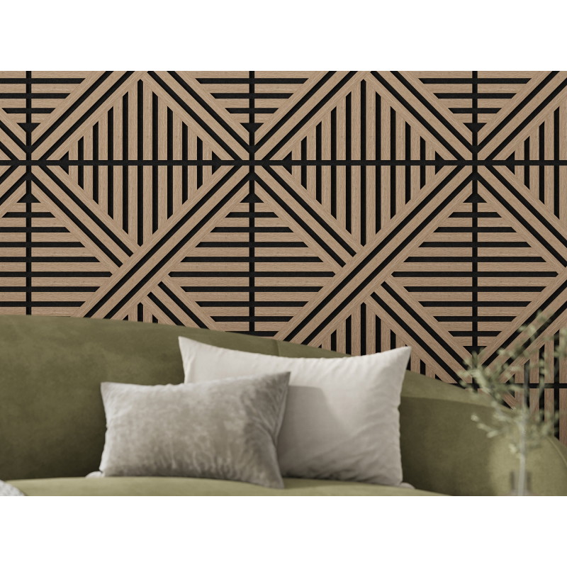 Mexen Linea 05 akusztikus falpanel 60 x 60 cm (4 db), 9 mm filc, technikai furnér, világos dió - S110-60607-05-047