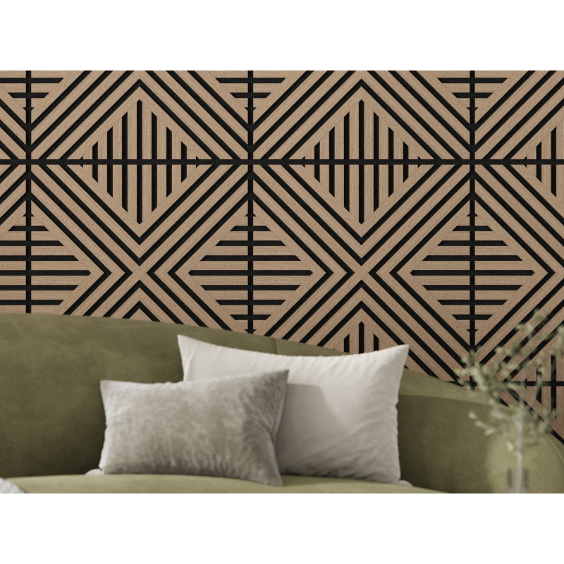 Mexen Linea 06 panou de perete acustic 60 x 60 cm (4 buc.), fetru 9 mm, furnir tehnic, Nuc Deschis - S110-60607-06-047
