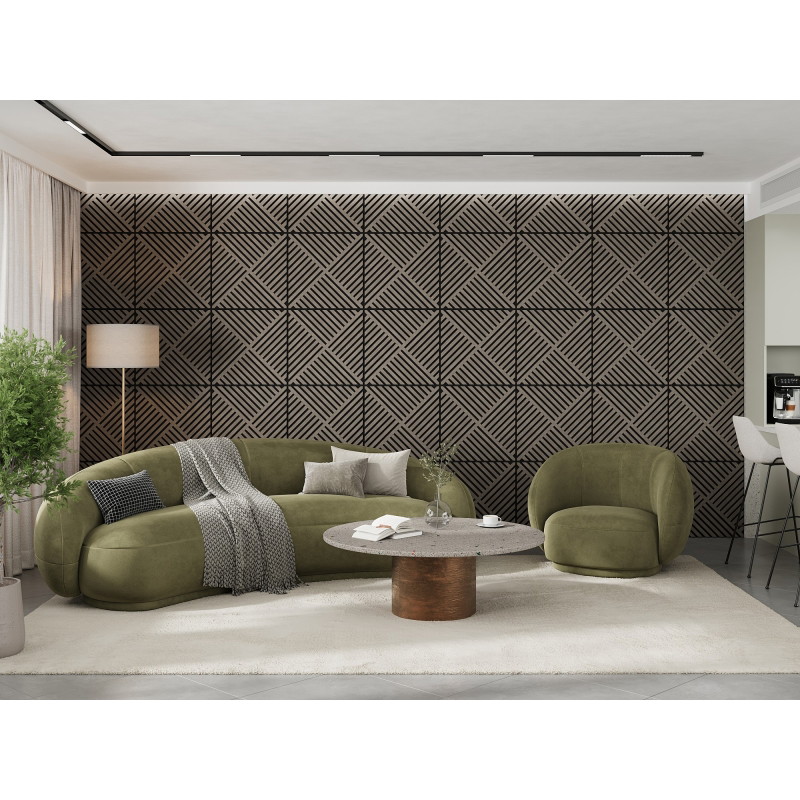 Mexen Linea 08 akusztikus fali panel 60 x 60 cm (4 db), 9 mm filc, műszaki furnér, Szürke Tölgy - S110-60607-08-043