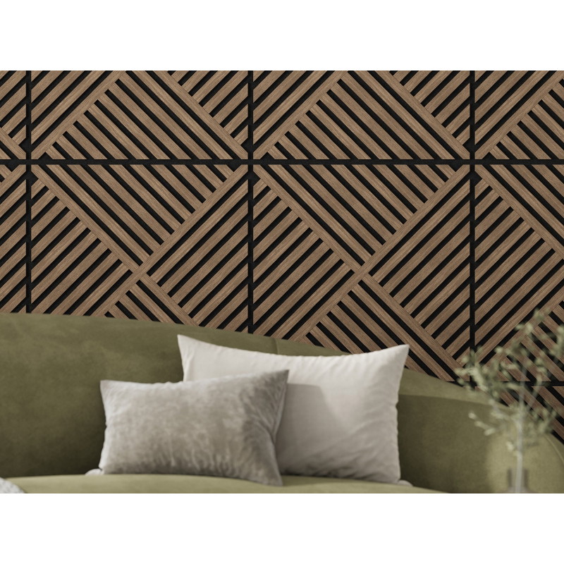 Mexen Linea 08 panou de perete acustic 60 x 60 cm (4 buc.), fetru 9 mm, furnir tehnic, Nuc închis - S110-60607-08-044
