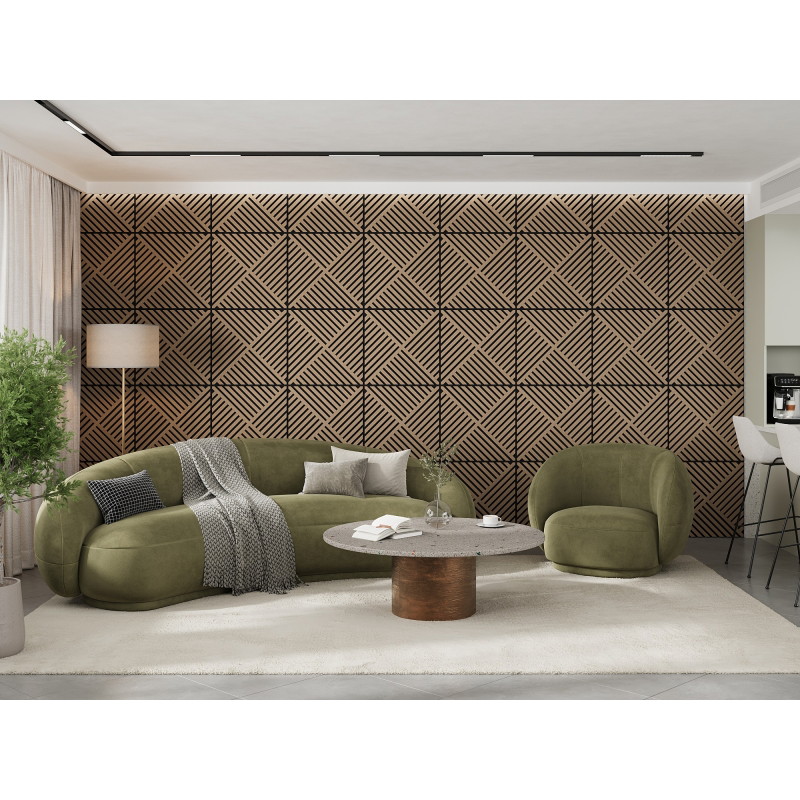 Mexen Linea 08 Akusztikus fali panel 60 x 60 cm (4 darab), 9 mm filc, technikai furnér, Világos Dió - S110-60607-08-047