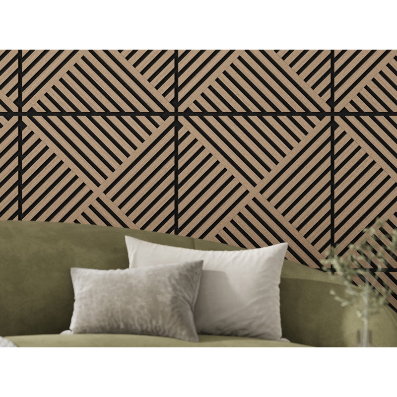 Mexen Linea 08 panou de perete acustic 60 x 60 cm (4buc.), fetru 9 mm, furnir tehnic, Nuc Deschis - S110-60607-08-047