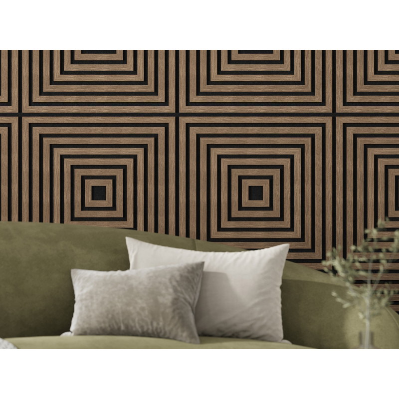 Mexen Linea 13 panou de perete acustic 60 x 60 cm (4 buc.), fetru 9 mm, furnir tehnic, Nuc Închis - S110-60607-13-044
