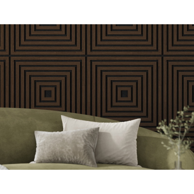 Mexen Linea 13 akusztikus falpanel 60 x 60 cm (4db), 9 mm filc, technikai furnér, Mokka Tölgy - S110-60607-13-045