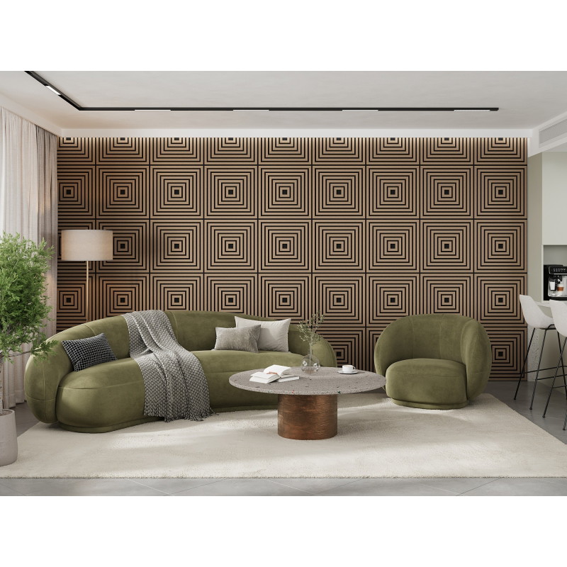 Mexen Linea 13 60 x 60 cm-es akusztikus falpanel (4 db), 9 mm filc, technikai furnér, Világos dió - S110-60607-13-047